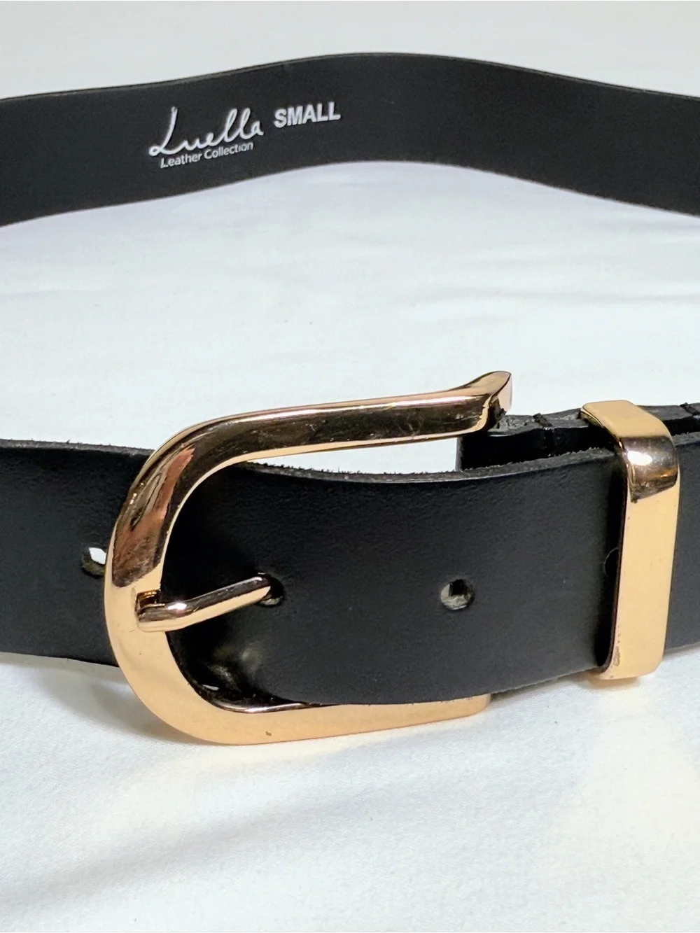 Luella Leather Collection Black Leather Belt Gold Buckle Small